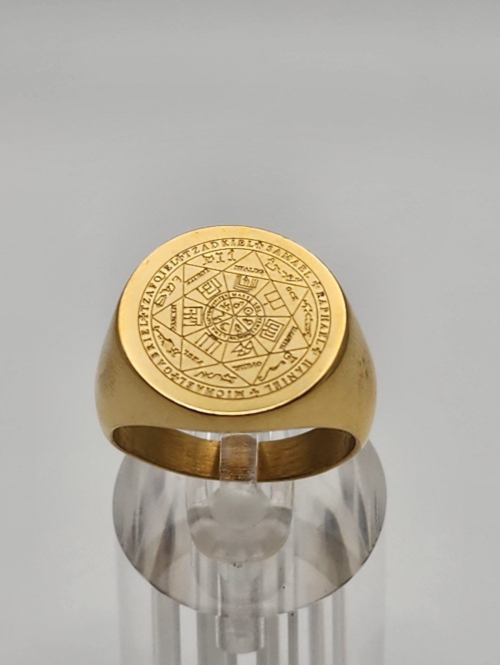 Gold Tone Seven Archangels Seal Signet Ring (10.5)